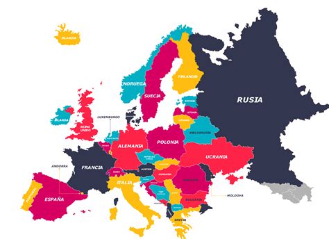 Mapa de Europa con zonas de envío de productos alimenticios